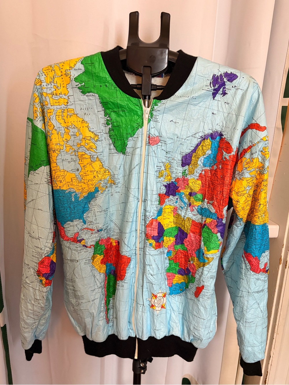 Vintage world map zip up jacket